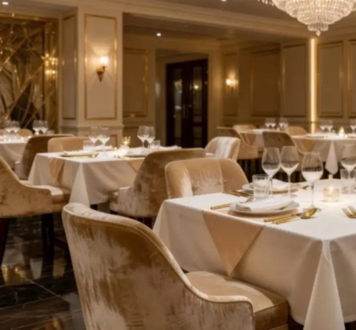 Budapest VIP Club luxus enteriőr arany és pezsgő tónusokkal